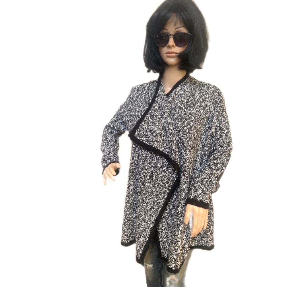 Ellen Tracy marled open waterfall cardigan sweater, PS